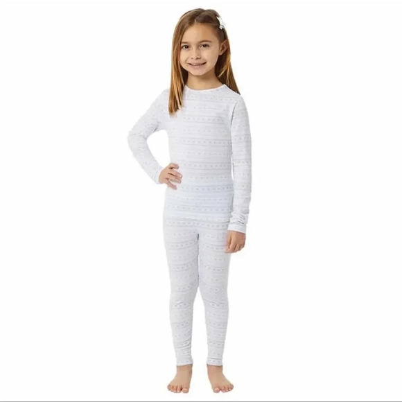 Kids- 32degrees kids heat long sleeve/ legging set XL 16/18 Snowflakes - Picture 2 of 10